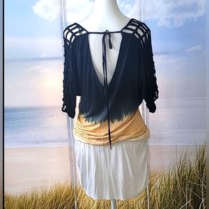 Tie-Dye Lattice Sleeve Cover-Up